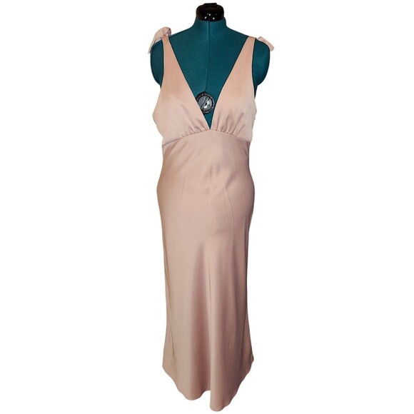 Sachin + Babi Pink Satin Shoulder Adjustable Tie Straps Formal Dress Size 14 - Picture 2 of 7
